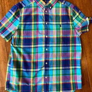 Ralph Lauren Blue Green Yellow Plaid Shirt
